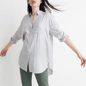 Madewell Tunic Button Down in Blue Stripe